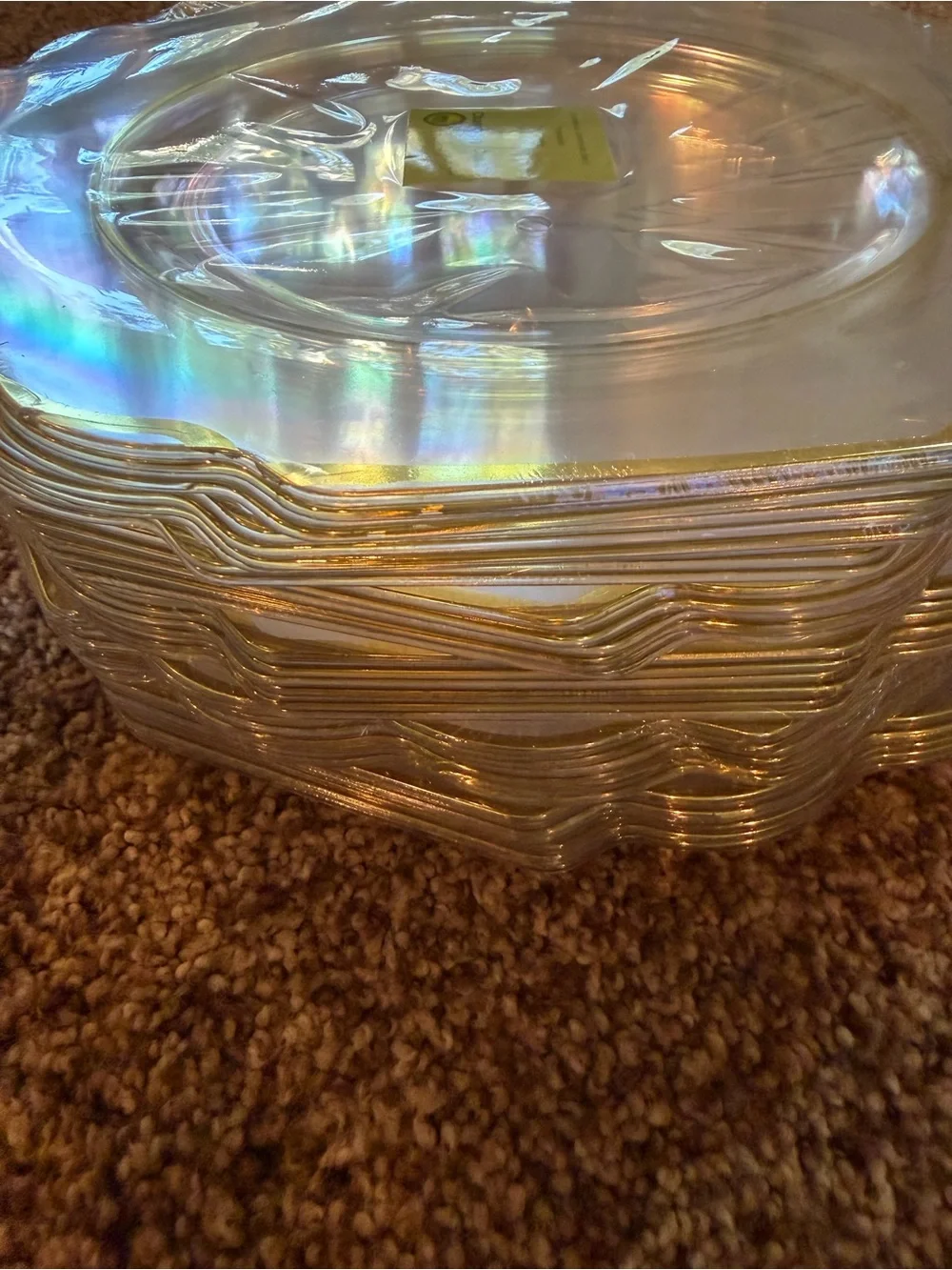 5- 10 Pack Plastic Dinner Plates with Baroque Gold Rim